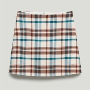 New Aritzia Wilfred Plaid Classic Mini Skirt Cream Green 6 $98